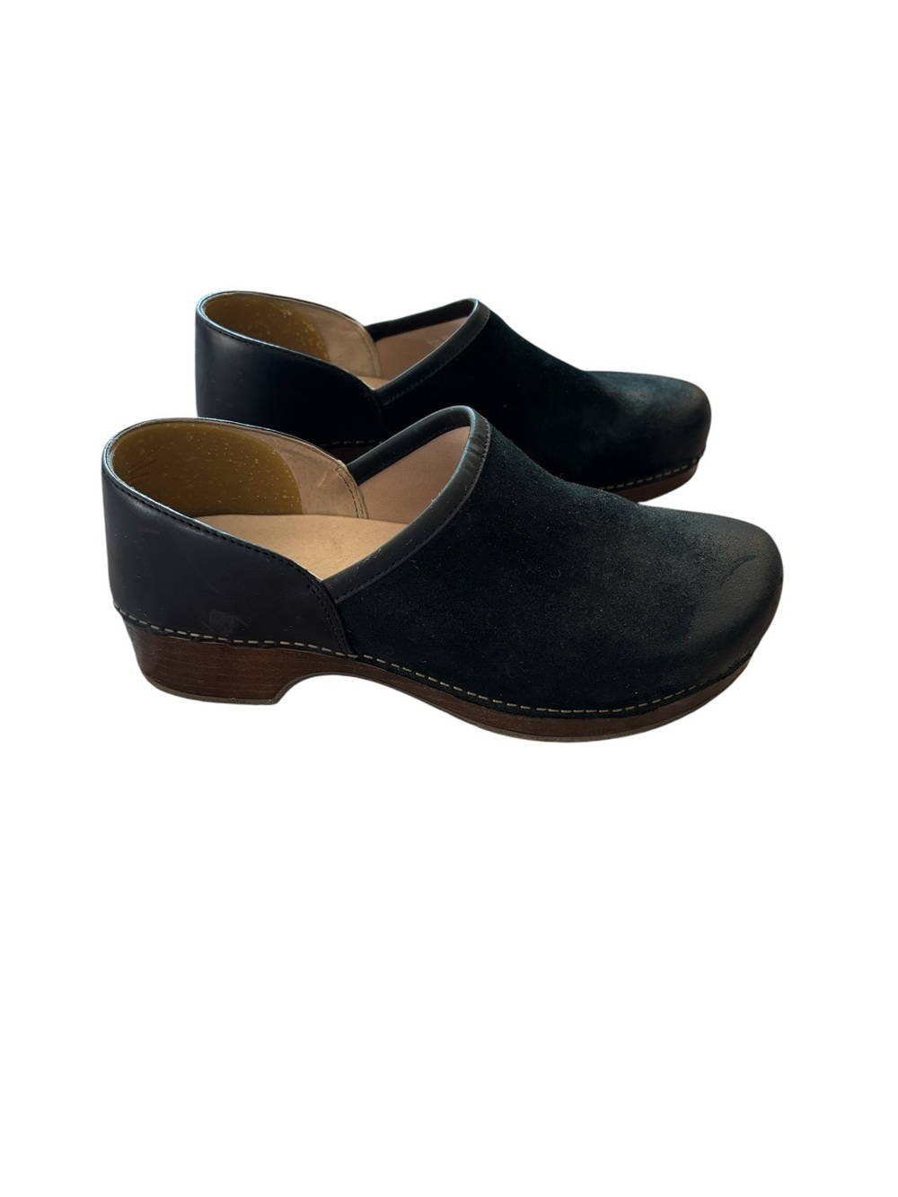 Dansko Brenna Black Burnished Suede Slip On Clog Heeled Shoe size 40
